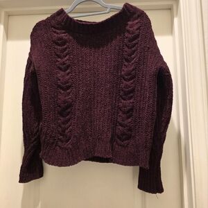 Express Women's Cable Knit Sweater - Deep Purple